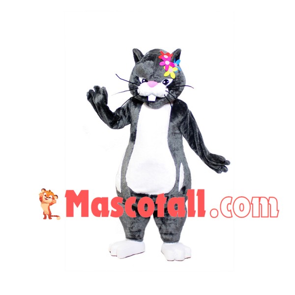 Buck Teeth Black Cat Mascot Costume