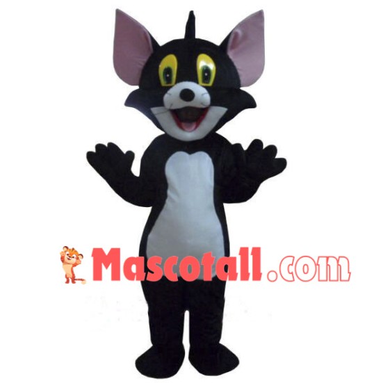 Cheerful Black Tom Cat Mascot Costume