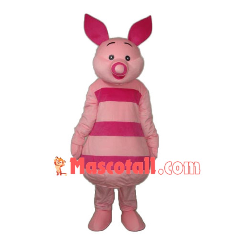 Pink Striped Piglet Mascot Cartoon Costume