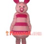 Pink Striped Piglet Mascot Cartoon Costume