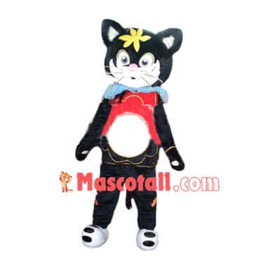 Cute Black Flower Cat Mascot Costume