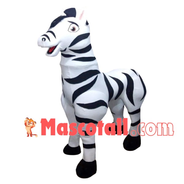 Leisurely Strolling Zebra Mascot Costume