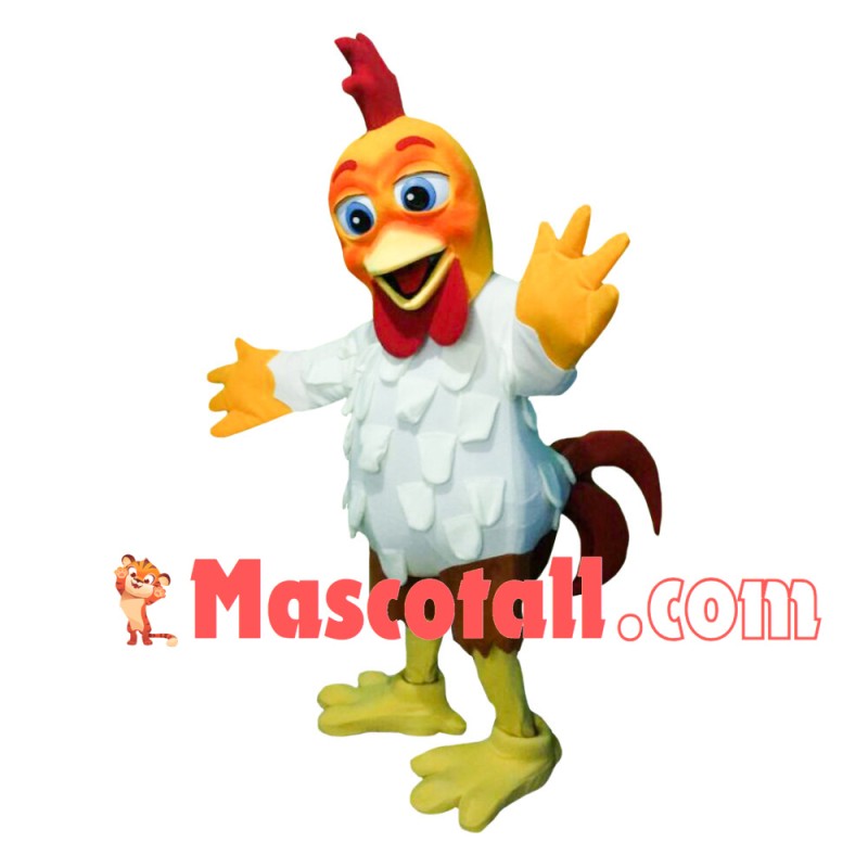 Soaring White Fur Rooster Mascot Costume