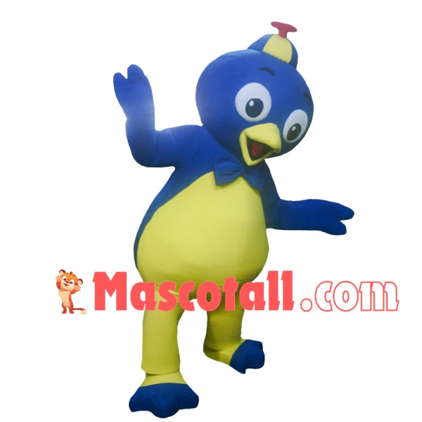 Surprised Blue & Yellow Penguin Mascot Costume