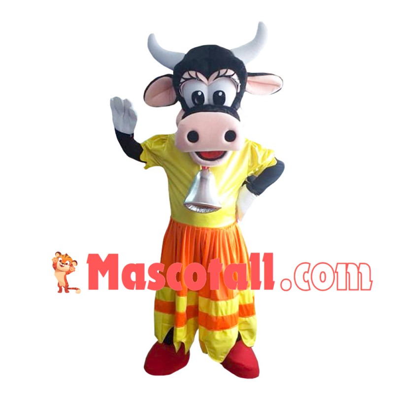 Dancing Cow With Big Bell Mascot Costume