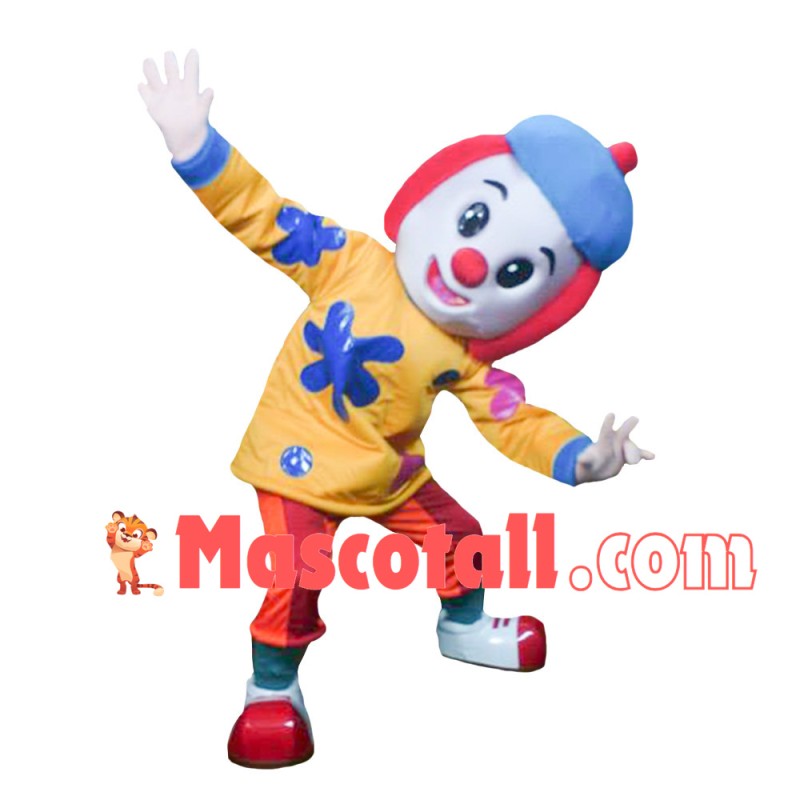Funny Clown With Flower Top Mascot Costume