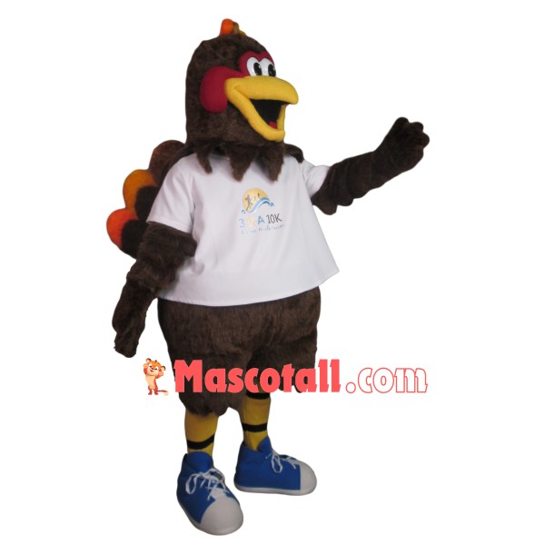 Running Sport Brown Chicken Mascot Costume