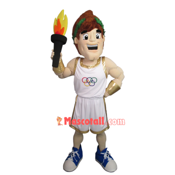 Muscular Olympic Torchbearer Mascot Costume