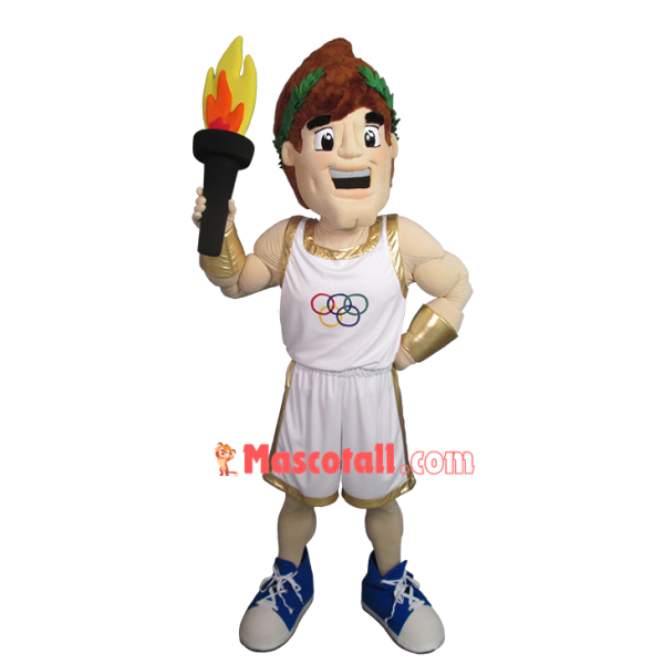 Muscular Olympic Torchbearer Mascot Costume