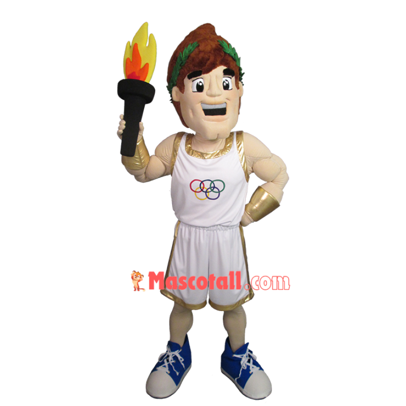 Muscular Olympic Torchbearer Mascot Costume