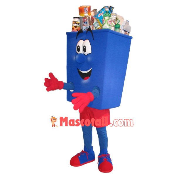 Full Blue Trash Can Mascot Costume