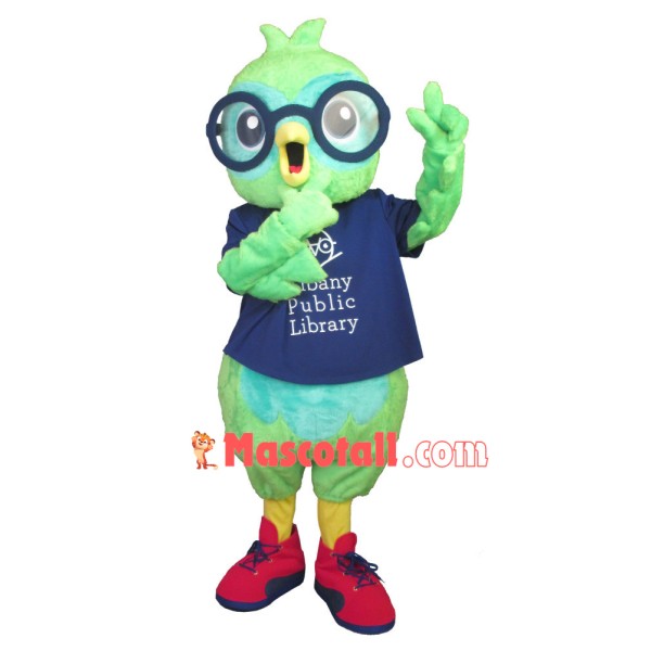 Public Institution Green Bird Mascot Costume