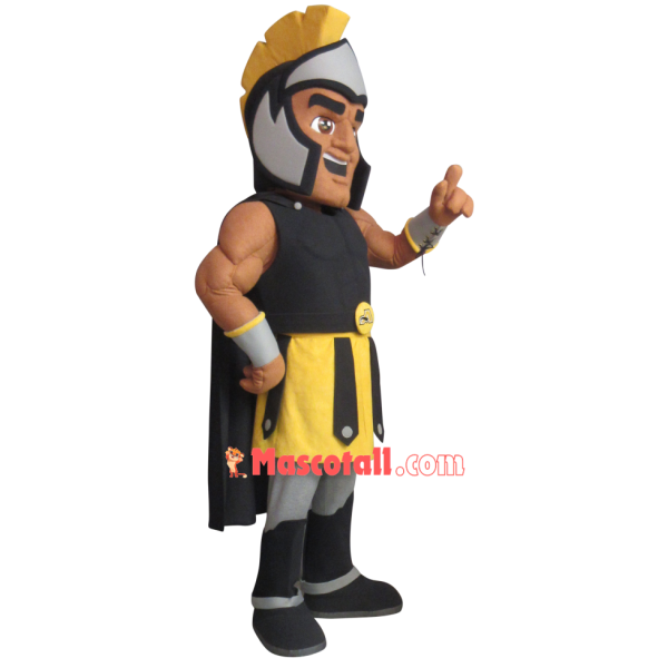 Brave Black Muscle Warrior Mascot Costume
