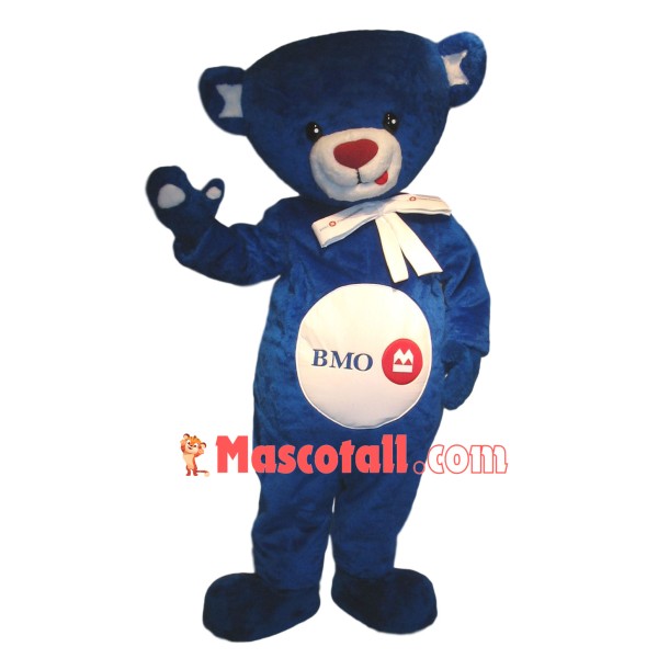 Blue Bear Mascot Costume For Bank Of Montreal