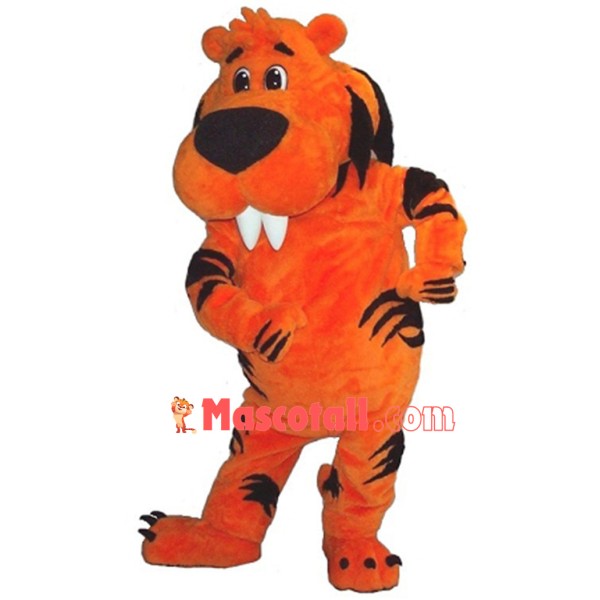 Tiger With Sharp Front Teeth Mascot Costume