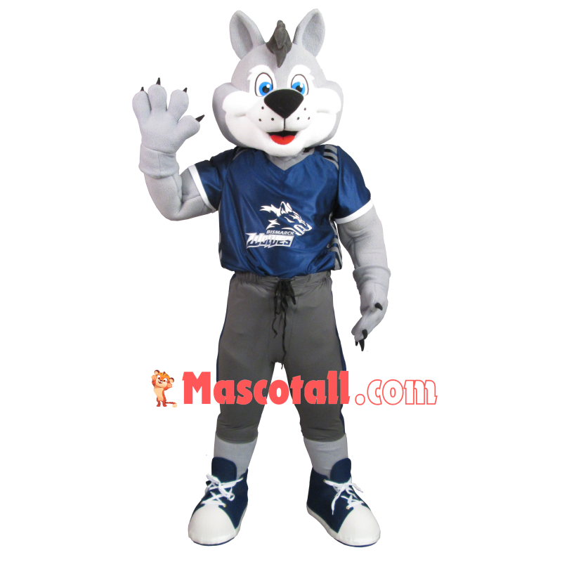Blue Eyed Wolf Of Bismarck Mascot Costume