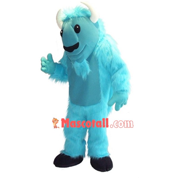 Hale Blue Long Wool Monster Mascot Costume
