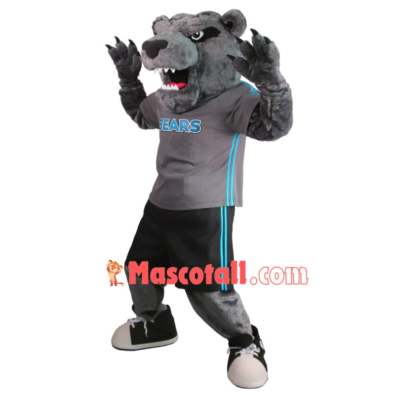 Fierce Sport Grey Tiger Mascot Costume
