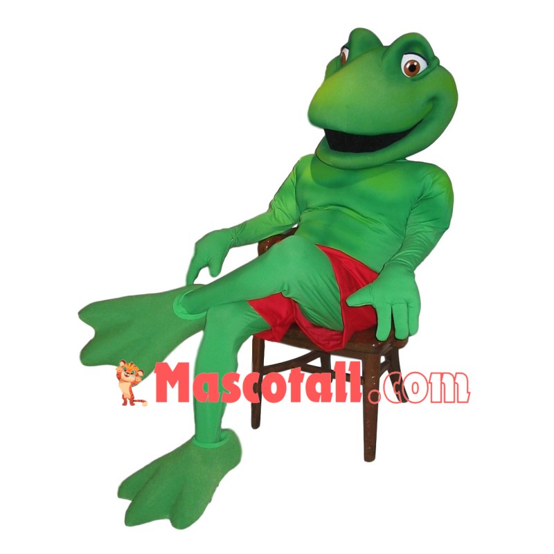 Frog Player Mascot Costume Taking Leisurely Vacation