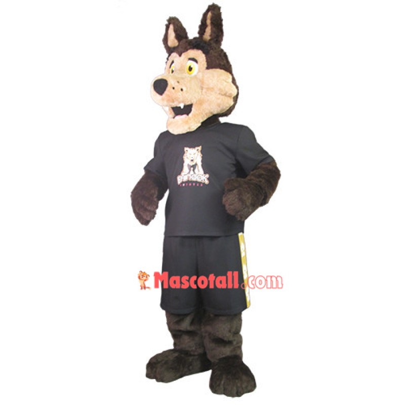Fierce Brown Wolf Mascot Adult Costume