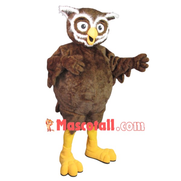 Owl Mascot Costume With White Fur On Face