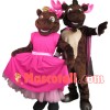 Horse Couple Mascot Costume Wearing Pink Accessories