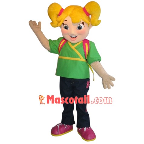 Blonde Foreign Elementary School Student Mascot Costume