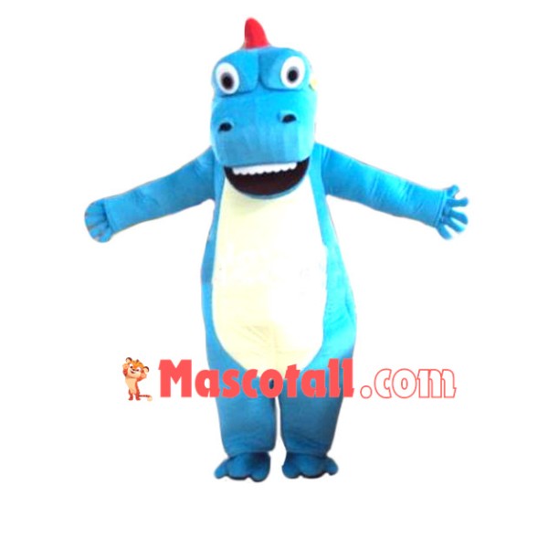 Blue Big Mouth Stegosaurus Mascot Costume