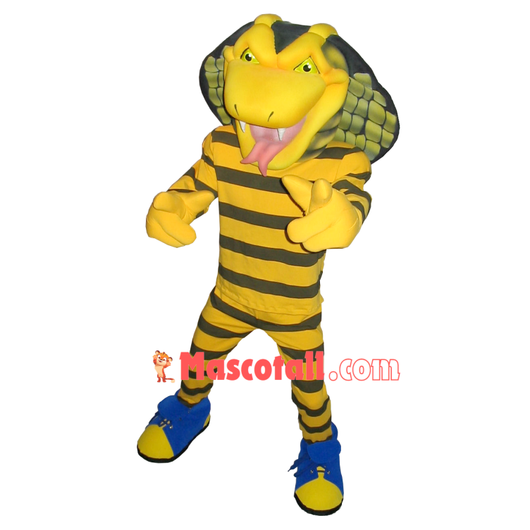 Menacing Striped Golden Python Mascot Costume
