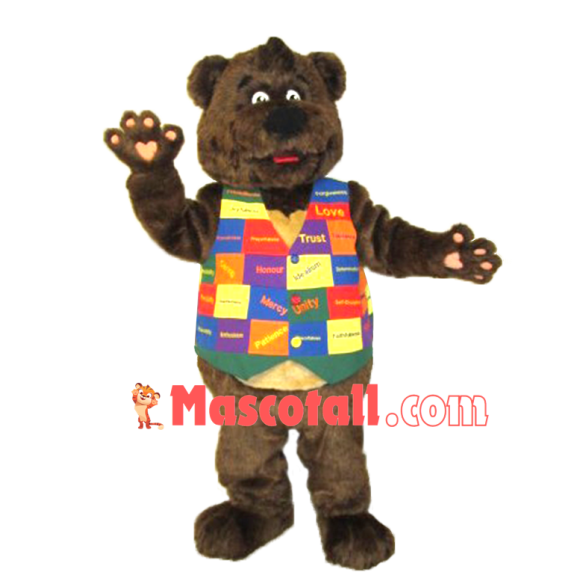 Virtue Bear In Color Waistcoat Mascot Costume