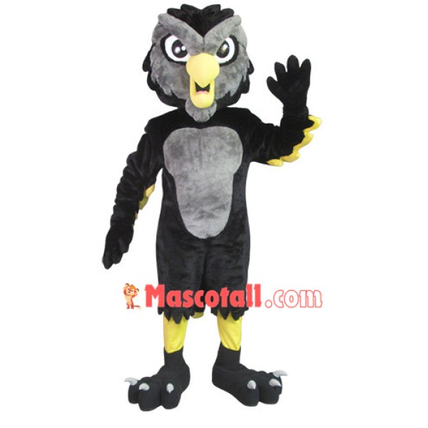 Strong Black & Grey Owl Mascot Costume