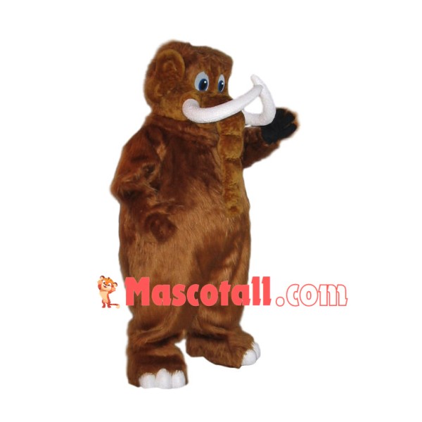 Brown Mammoth With Fangs Mascot Costume