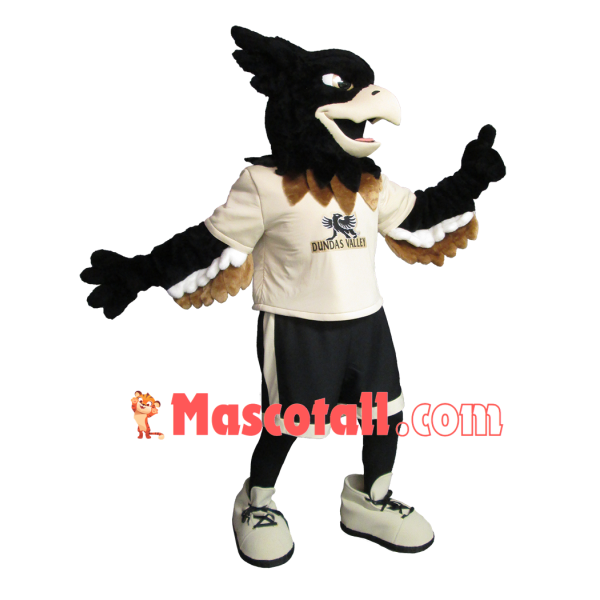 Secondary School Black Falcon Mascot Adult Costume