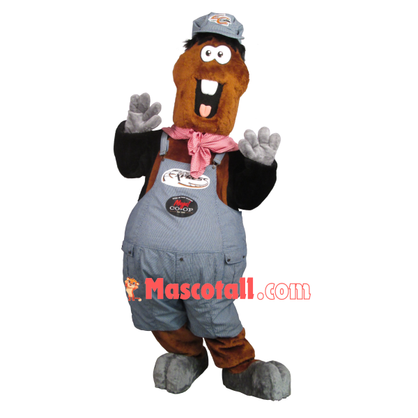 Male Brewery Doll With Buck Teeth Mascot Costume