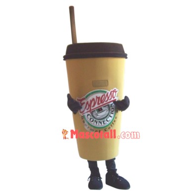 Paper Coffee Cup With Straw Mascot Costume