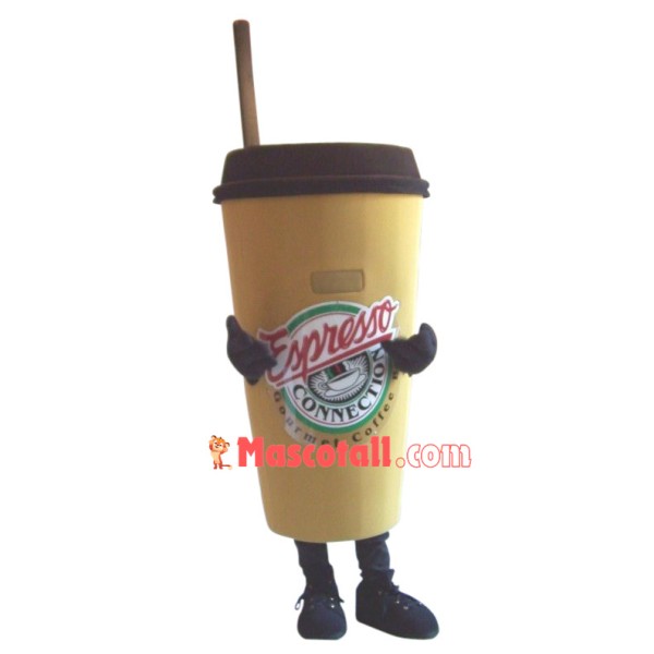 Paper Coffee Cup With Straw Mascot Costume