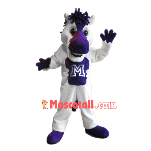 Glad Adult Horse With Purple Belly Mascot Costume