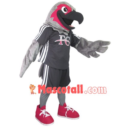 Soft Plush Grey Eagle Of Football Club Mascot Costume