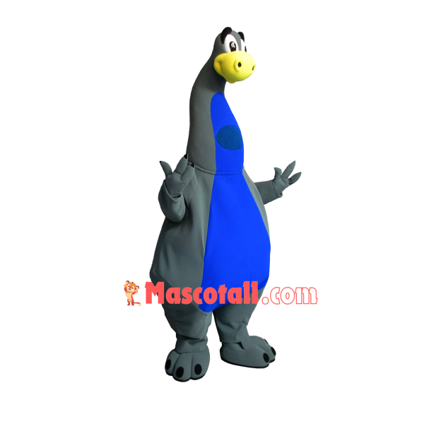 Rare Blue & Gray Dinosaur With Long Neck Mascot Costume