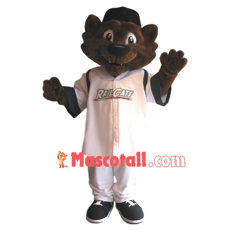 Well-behaved Brown Cat Of Baseball Website Mascot Costume