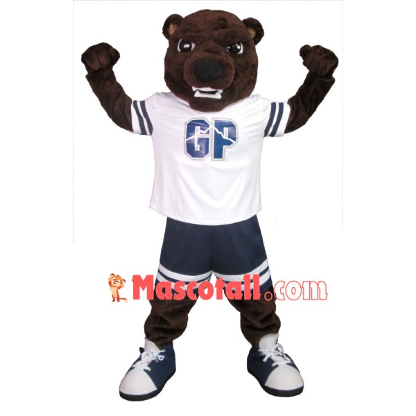 Firm Power Brown Bear Mascot Costume For Team