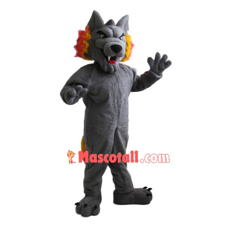 Sharp Teeth Wolf With Power Mascot Costume