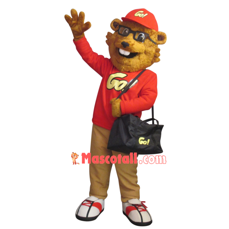 Traveler Squirrel Carrying Luggage Mascot Costume
