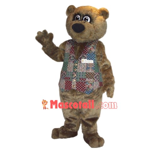 The Spectacled Bear Manager In Flower Vest Mascot Costume