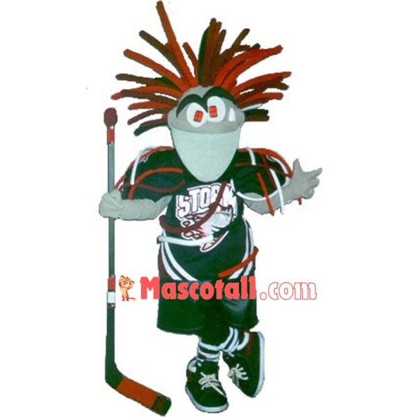 Fancy Afro Bird Of Hockey Club Mascot Costume