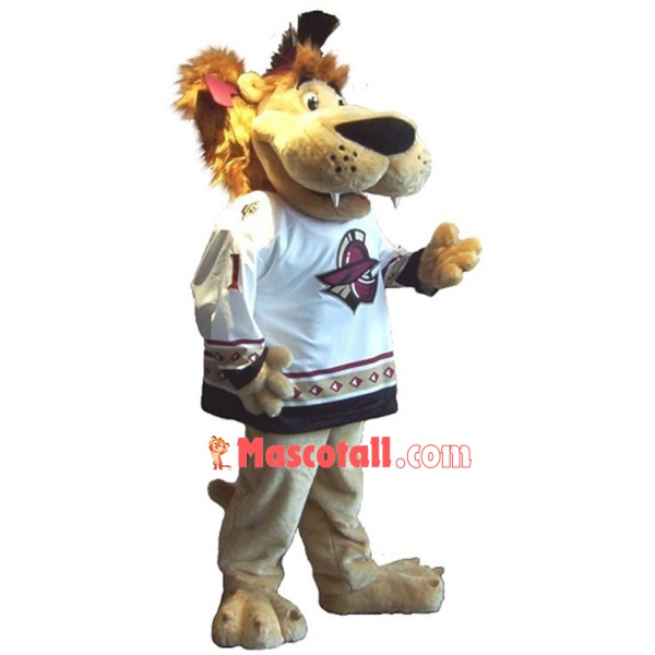 Energetic Lion With Team Suit Mascot Costume
