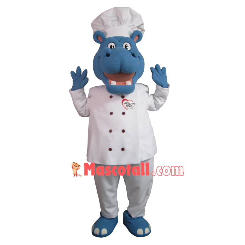 Chef Hippo With Nice Food Service Mascot Costume