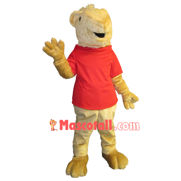 Soft Mole Mascot Costume Wearing Red Shirt