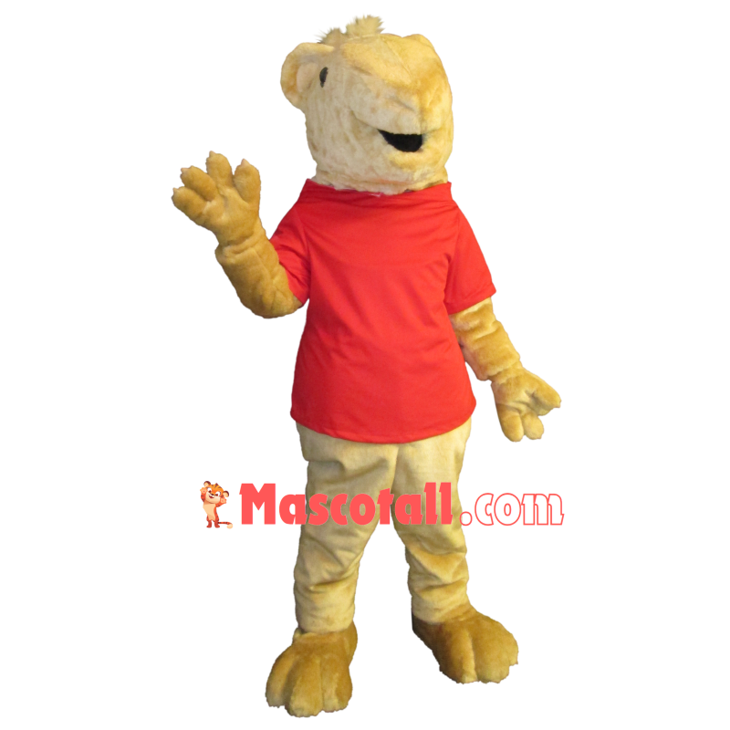 Soft Mole Mascot Costume Wearing Red Shirt