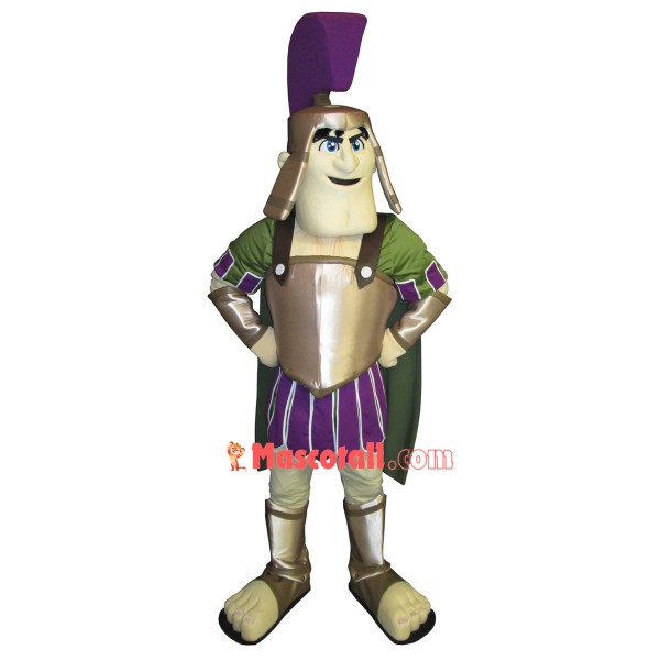 Big Head Warrior With Armor Mascot Costume